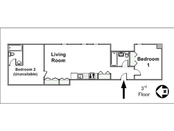 New York 2 Bedroom roommate share apartment - apartment layout  (NY-14916)