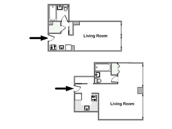 New York Studio T1 logement location appartement - plan schématique  (NY-14923)