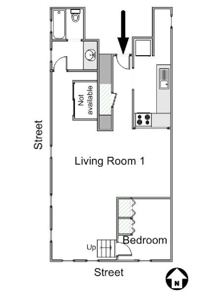 New York 1 Bedroom - Loft apartment - apartment layout  (NY-14934)