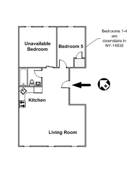 New York T3 appartement colocation - plan schématique  (NY-14939)