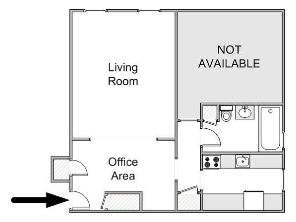 New York 1 Camera da letto stanza in affitto - piantina approssimativa dell' appartamento  (NY-14964)