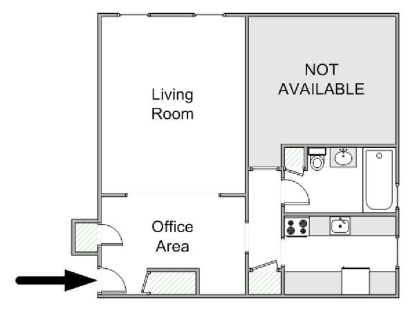 New York T2 appartement colocation - plan sch&eacute;matique  (NY-14964)