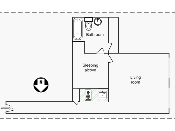 New York Studio avec Alc&ocirc;ve T1 logement location appartement - plan sch&eacute;matique  (NY-14967)