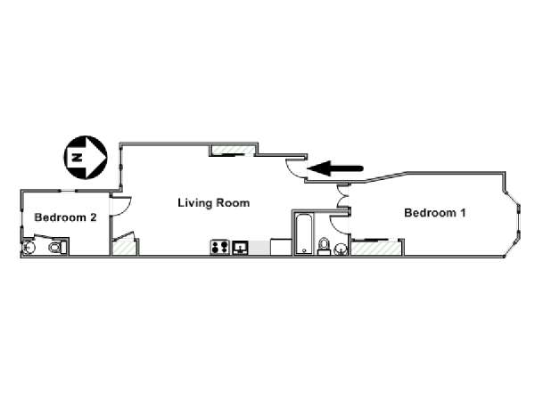 New York 2 Camere da letto appartamento - piantina approssimativa dell' appartamento  (NY-14972)