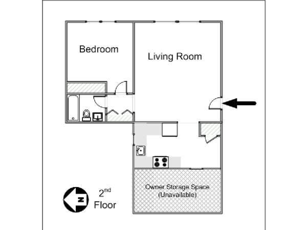 New York 1 Bedroom apartment - apartment layout  (NY-14995)
