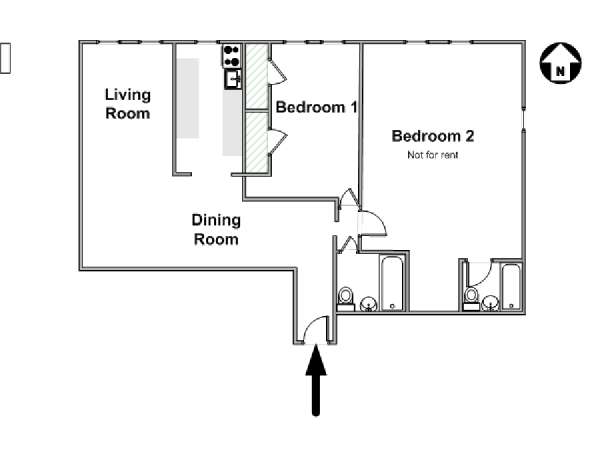 New York 2 Bedroom roommate share apartment - apartment layout  (NY-15005)