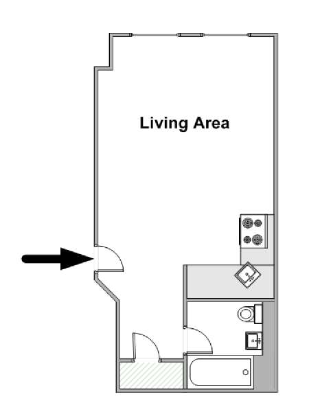 New York Monolocale appartamento - piantina approssimativa dell' appartamento  (NY-15006)