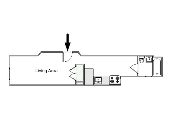 New York Monolocale appartamento - piantina approssimativa dell' appartamento  (NY-15008)