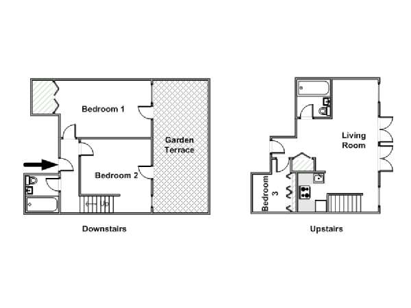 New York 3 Bedroom - Duplex apartment - apartment layout  (NY-15011)