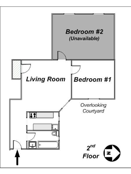 New York 2 Camere da letto stanza in affitto - piantina approssimativa dell' appartamento  (NY-15026)