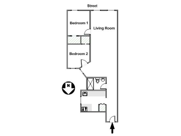 New York 2 Camere da letto appartamento - piantina approssimativa dell' appartamento  (NY-15027)