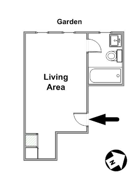 New York Monolocale appartamento - piantina approssimativa dell' appartamento  (NY-15028)