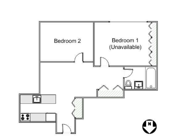 New York 2 Camere da letto stanza in affitto - piantina approssimativa dell' appartamento  (NY-15031)
