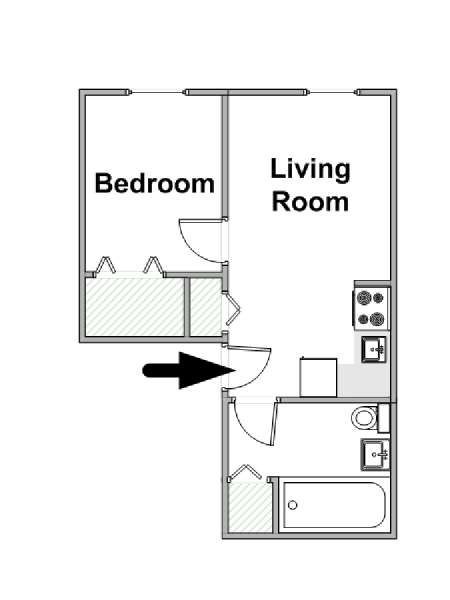 New York 1 Bedroom apartment - apartment layout  (NY-15045)