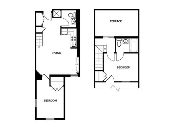 New York 2 Camere da letto - Duplex appartamento - piantina approssimativa dell' appartamento  (NY-15046)