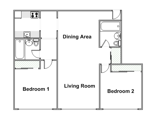 New York 2 Bedroom apartment - apartment layout  (NY-15052)