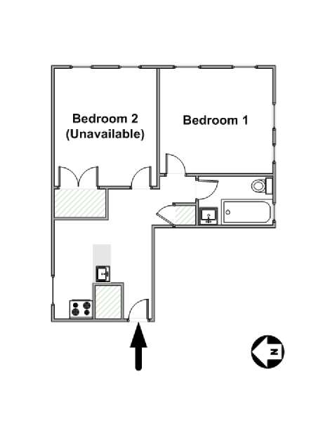 New York 2 Camere da letto stanza in affitto - piantina approssimativa dell' appartamento  (NY-15059)