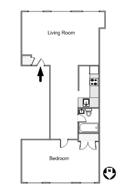 New York 1 Camera da letto appartamento - piantina approssimativa dell' appartamento  (NY-15064)