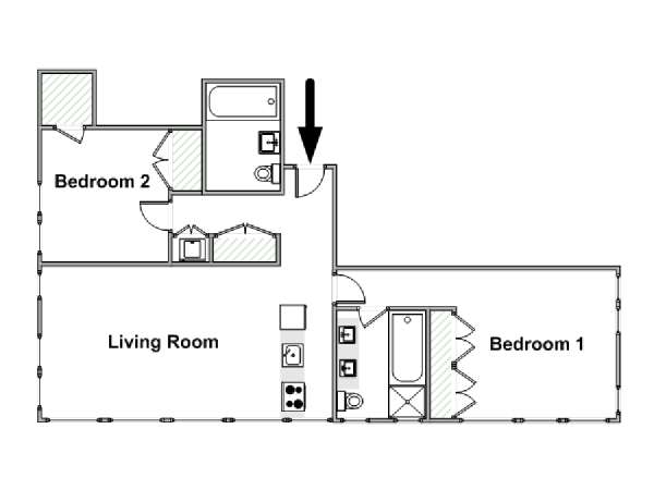 New York 2 Camere da letto appartamento - piantina approssimativa dell' appartamento  (NY-15067)