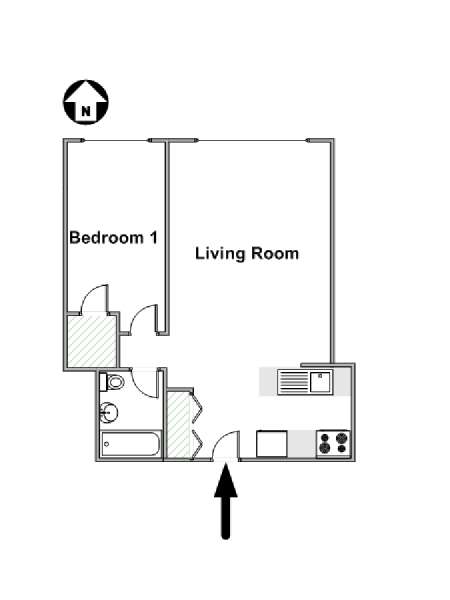 New York 1 Camera da letto appartamento - piantina approssimativa dell' appartamento  (NY-15075)