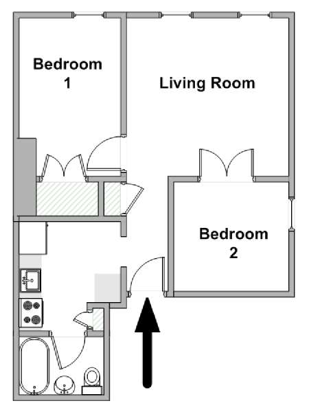 New York 2 Camere da letto appartamento - piantina approssimativa dell' appartamento  (NY-15087)