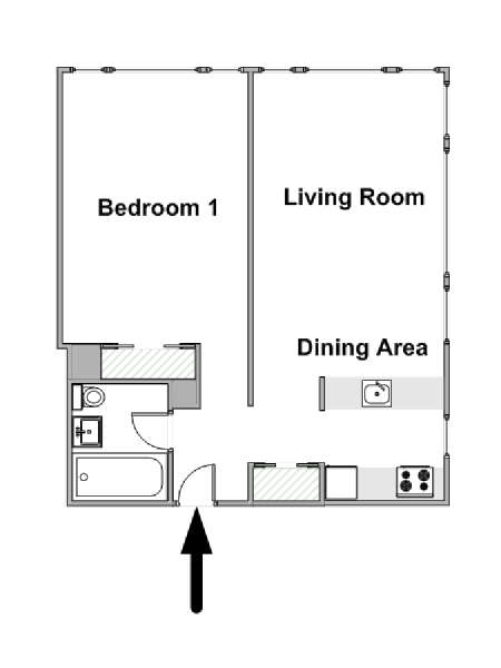 New York 1 Bedroom apartment - apartment layout  (NY-15090)