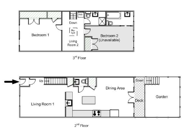 New York T3 - Duplex appartement bed breakfast - plan schématique (NY-15105) New York T3 - Duplex appartement bed breakfast - plan schématique (NY-15105)