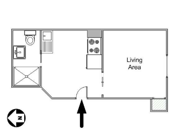 New York Monolocale appartamento - piantina approssimativa dell' appartamento  (NY-15132)