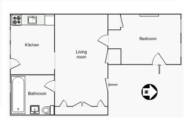 New York 1 Camera da letto appartamento - piantina approssimativa dell' appartamento  (NY-15137)