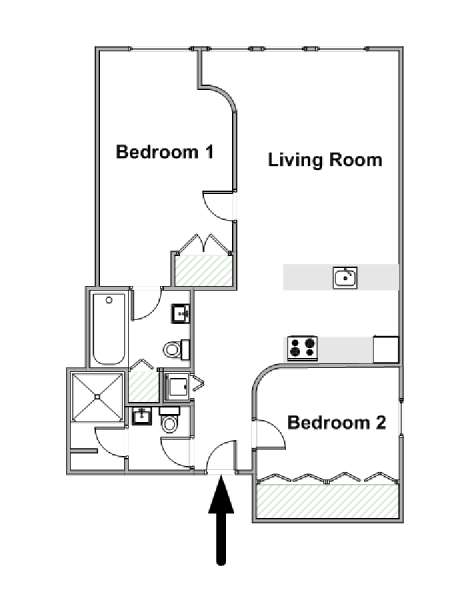 New York 2 Camere da letto appartamento - piantina approssimativa dell' appartamento  (NY-15140)