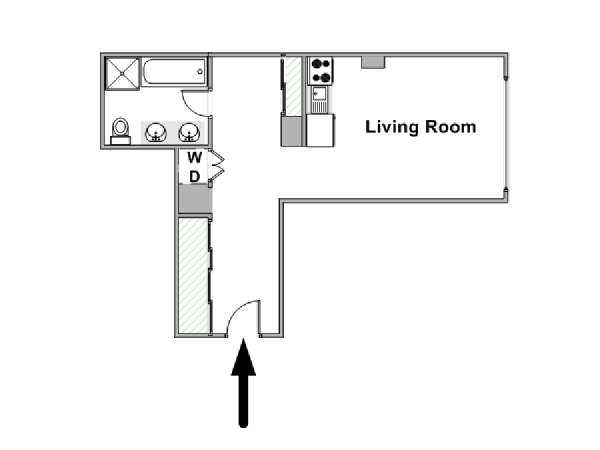 New York Monolocale appartamento - piantina approssimativa dell' appartamento  (NY-15151)