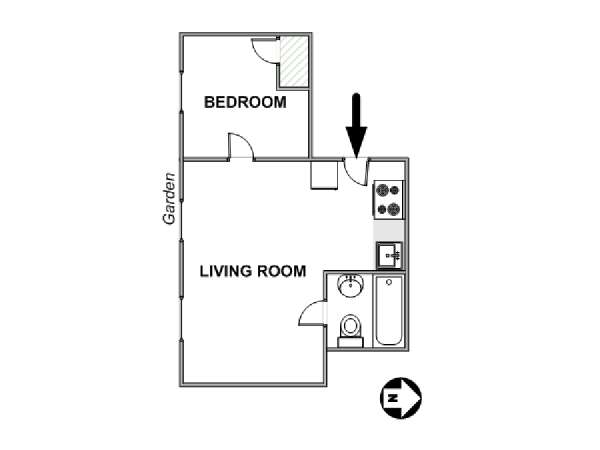 New York 1 Camera da letto appartamento - piantina approssimativa dell' appartamento  (NY-15168)
