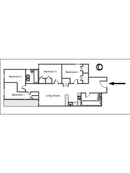 New York T5 logement location appartement - plan sch&eacute;matique  (NY-15169)