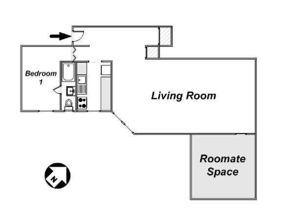 New York 2 Bedroom roommate share apartment - apartment layout (NY-15170) New York 2 Bedroom roommate share apartment - apartment layout (NY-15170)
