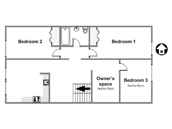 New York T4 appartement colocation - plan schématique  (NY-15181)