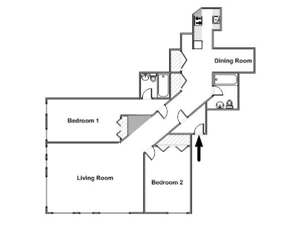 New York 2 Bedroom apartment - apartment layout  (NY-15186)