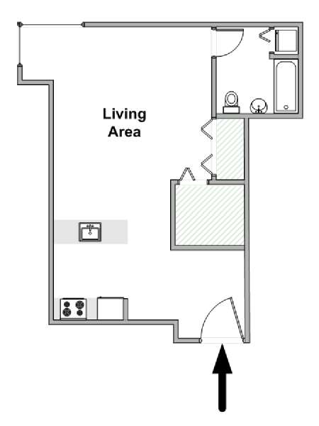 New York Monolocale appartamento - piantina approssimativa dell' appartamento  (NY-15189)