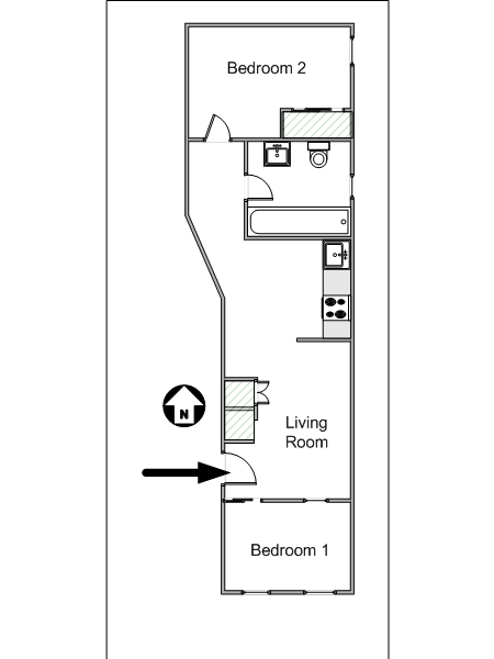 New York 2 Bedroom apartment - apartment layout  (NY-15199)