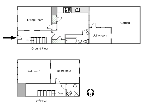 New York 2 Bedroom - Duplex accommodation - apartment layout  (NY-15223)