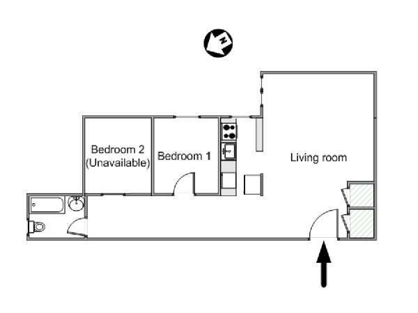 New York 2 Camere da letto stanza in affitto - piantina approssimativa dell' appartamento  (NY-15224)