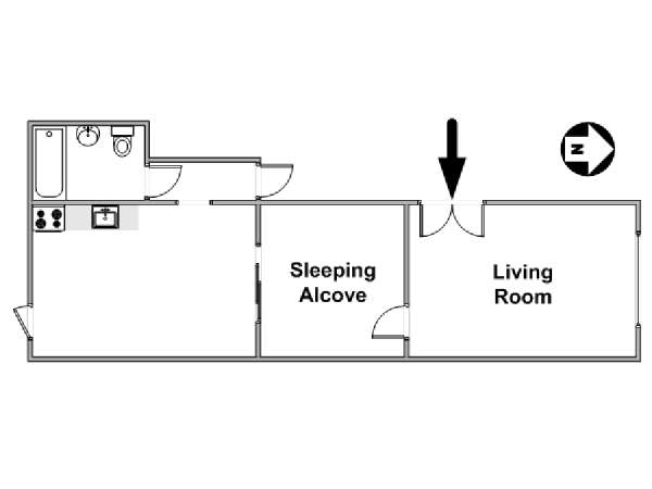 New York Studio avec Alcôve T1 logement location appartement - plan schématique  (NY-15236)
