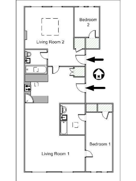 New York 2 Camere da letto appartamento - piantina approssimativa dell' appartamento  (NY-15244)