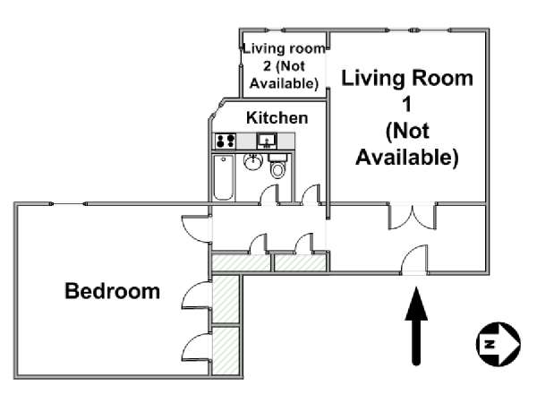 New York 1 Bedroom roommate share apartment - apartment layout  (NY-15264)