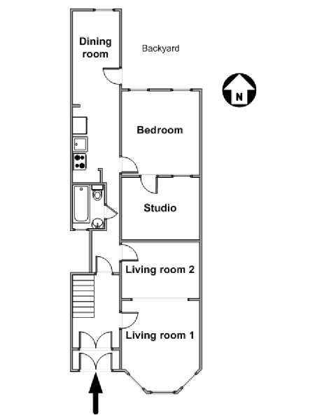 New York 1 Bedroom apartment - apartment layout  (NY-15266)