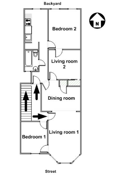New York 2 Camere da letto appartamento - piantina approssimativa dell' appartamento  (NY-15267)