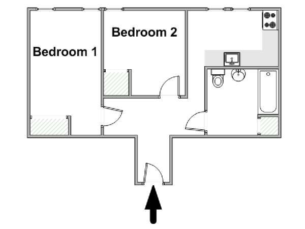 New York 2 Bedroom apartment - apartment layout  (NY-15309)