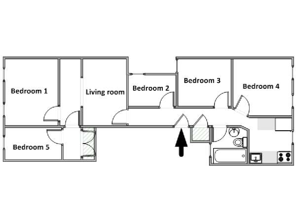 New York 5 Bedroom roommate share apartment - apartment layout  (NY-15326)