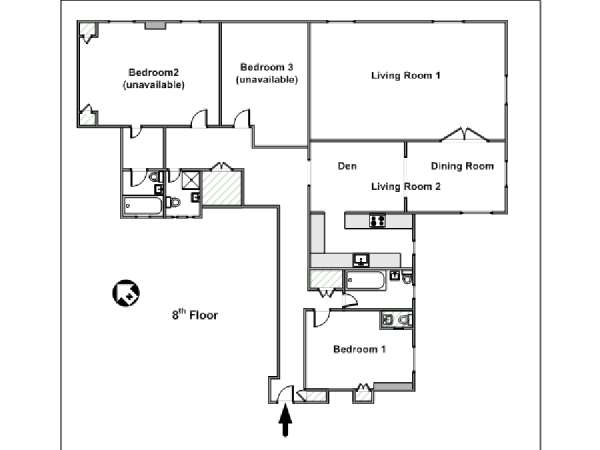 New York 3 Bedroom roommate share apartment - apartment layout (NY-15328) New York 3 Bedroom roommate share apartment - apartment layout (NY-15328)