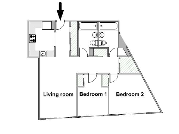 New York 2 Camere da letto appartamento - piantina approssimativa dell' appartamento  (NY-15332)