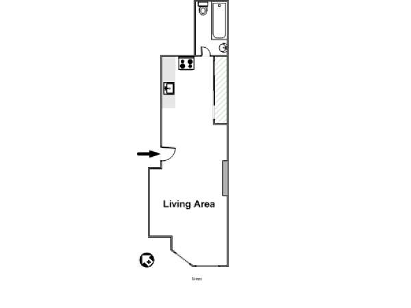 New York Monolocale appartamento - piantina approssimativa dell' appartamento  (NY-15339)